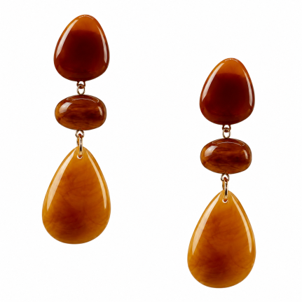 ACRYLIC DROP DOWN EARINGS - BROWN 