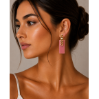 CHAIN ACRYLIC EARRINGS - PINK