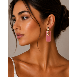 CHAIN ACRYLIC EARRINGS - PINK