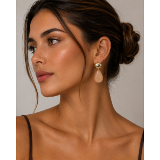 SMALL ACRYLIC EARRINGS - BEIGE 
