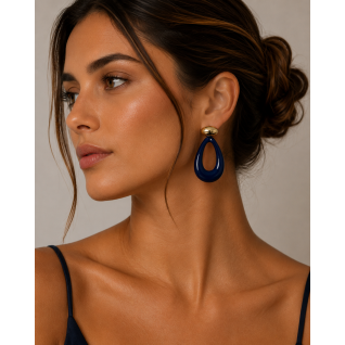 ACRYLIC EARRINGS - NAVY 