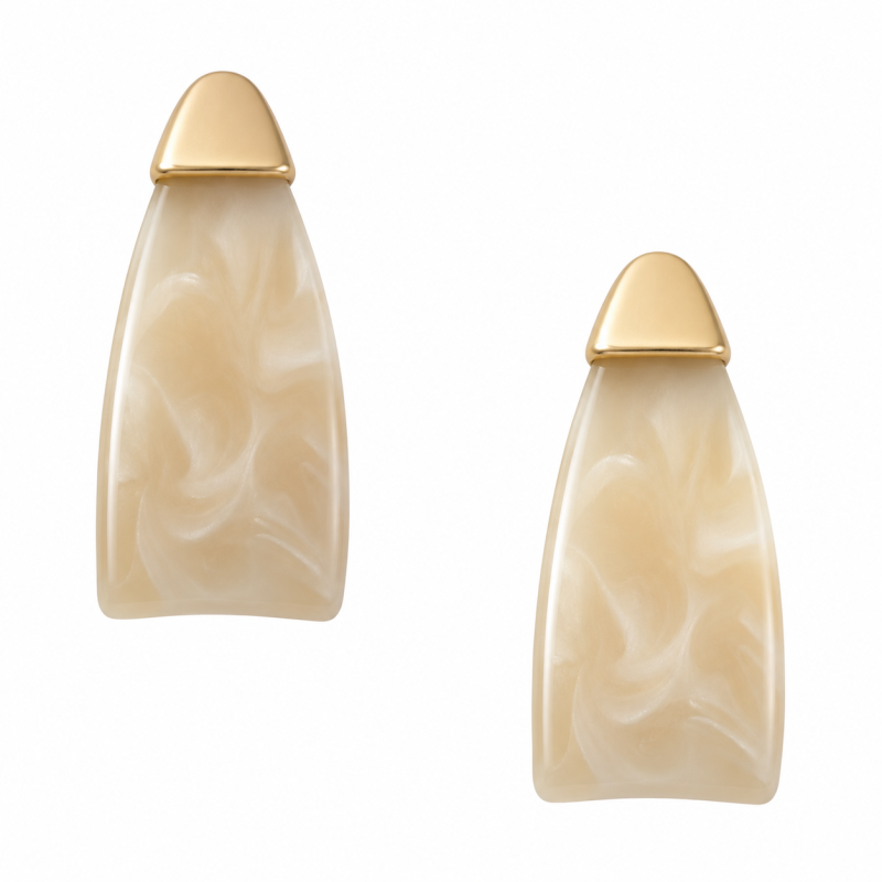 RESIN EARRINGS -BEIGE 