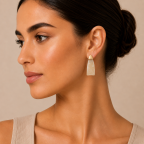 RESIN EARRINGS -BEIGE 