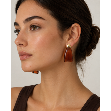 RESIN EARRINGS - BROWN 