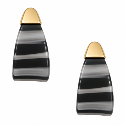 RESIN EARRINGS - BLACK & WHITE 