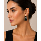 RESIN EARRINGS - BLACK & WHITE 