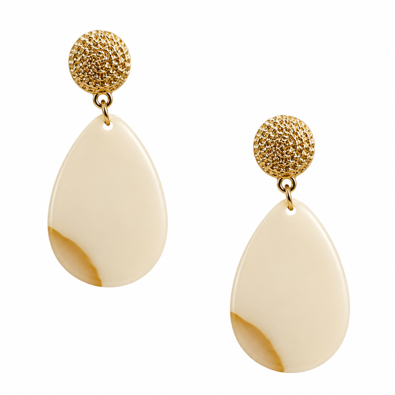 RESIN DROP EARRINGS - WHITE 
