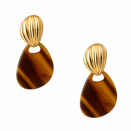 RESIN DROP EARRINGS - BROWN 