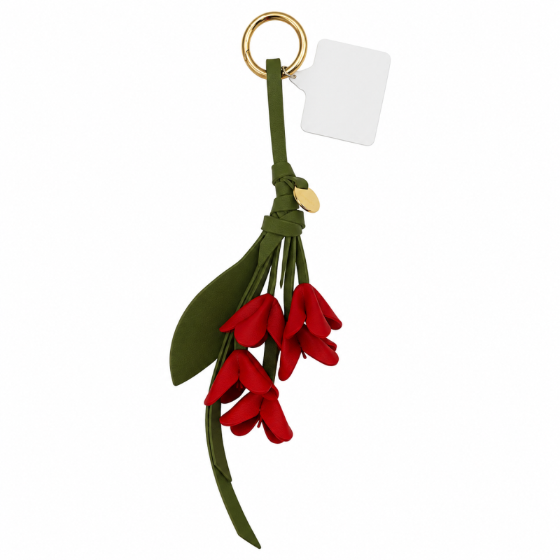 FLOWER KEYCHAIN CHARM - RED 