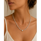 LAYER BEADED NECKLACE - WHITE 