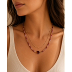 LAYER BEADED NECKLACE - PURPLE 