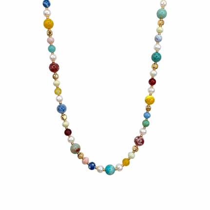 BEADED CRYSTAL NECKLACE - MULTI COLORS 