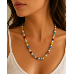 BEADED CRYSTAL NECKLACE - MULTI COLORS 