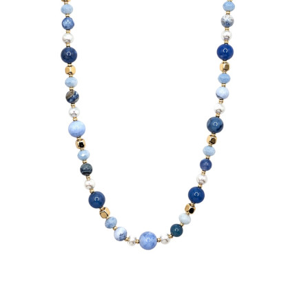BEADED CRYSTAL NECKLACE - BLUE 