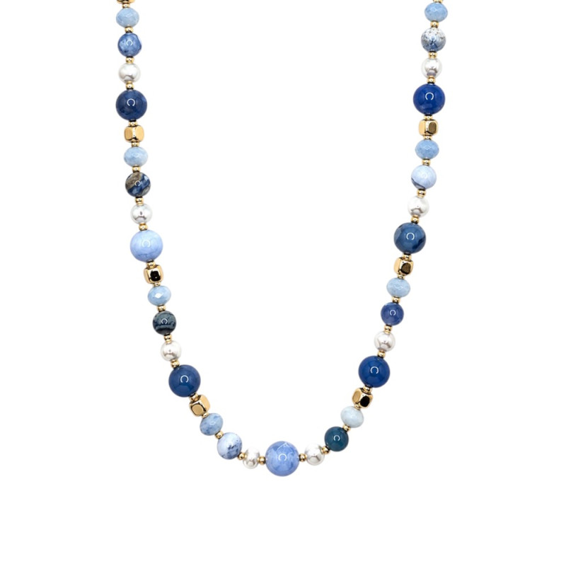 BEADED CRYSTAL NECKLACE - BLUE 