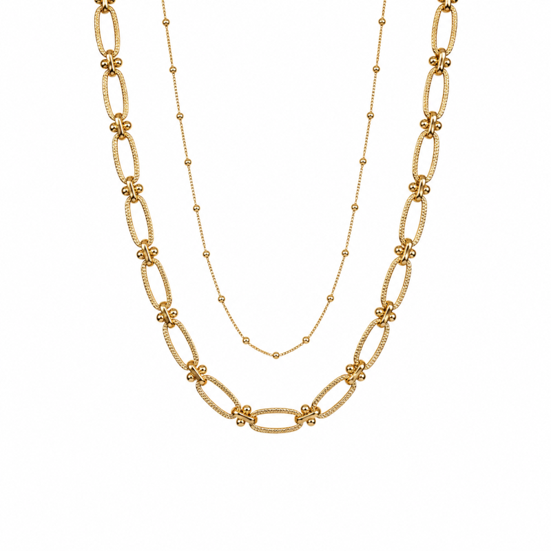 DOUBLE LAYERED NECKLACE - GOLD 