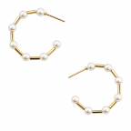 HOOP PEARL EARRINGS - GOLD DIPPED 