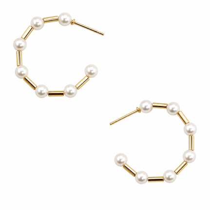 HOOP PEARL EARRINGS - GOLD DIPPED 