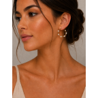 HOOP PEARL EARRINGS - GOLD DIPPED 