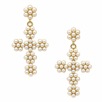 PEARL CROSS EARRINGS - GOLD