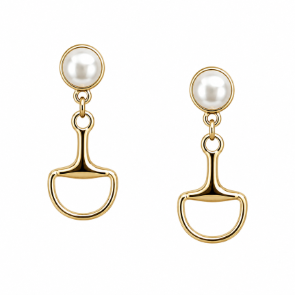 HORSEBIT PEARL EARRINGS - GOLD DIPPED 