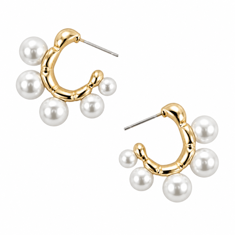 OPEN HOOP PEARL - EARRINGS 