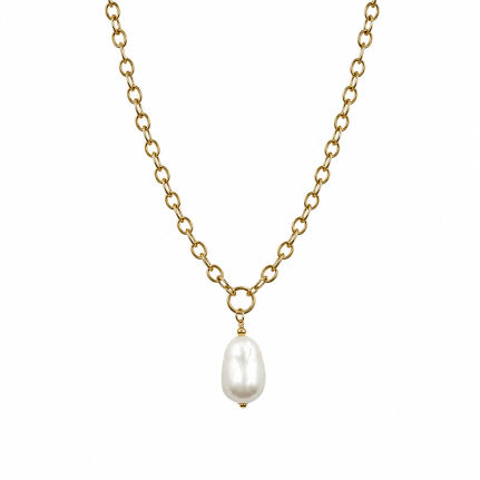 PEARL NECKLACE - GOLD DIPPED 