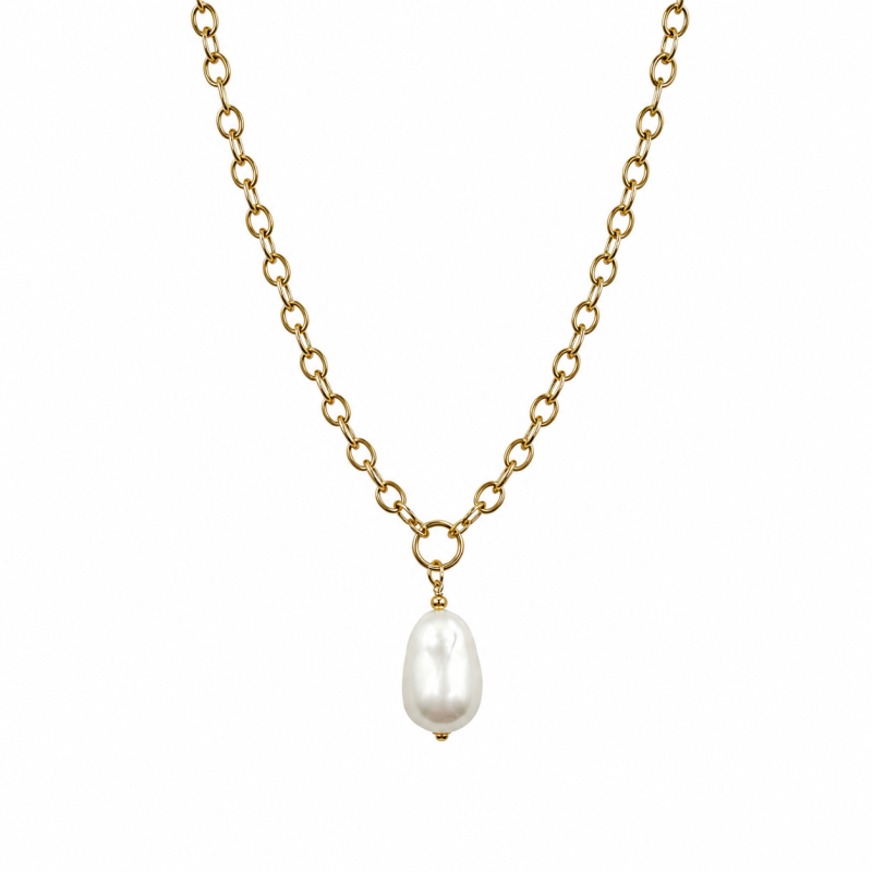 PEARL NECKLACE - GOLD DIPPED 
