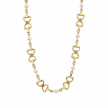 HORSEBIT PEARL NECKLACE - GOLD DIPPED 