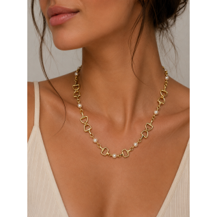 HORSEBIT PEARL NECKLACE - GOLD DIPPED 