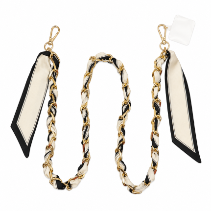 SILK SCARF PHONE/PURSE STRAP - BEIGE 