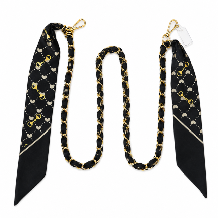 SILK SCARF PHONE/PURSE STRAP - BLACK 
