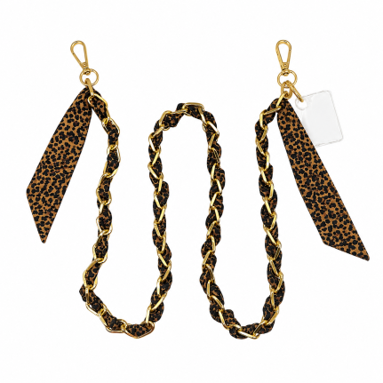 SILK SCARF PHONE/PURSE STRAP - LEOPARD 