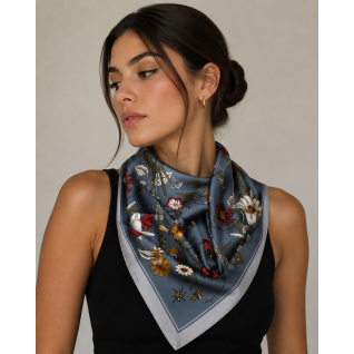 SILK SCARF - BLUE 