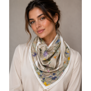 SILK SCARF - TAUPE 