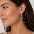  STAR FISHHOOK EARRINGS -GOLD  