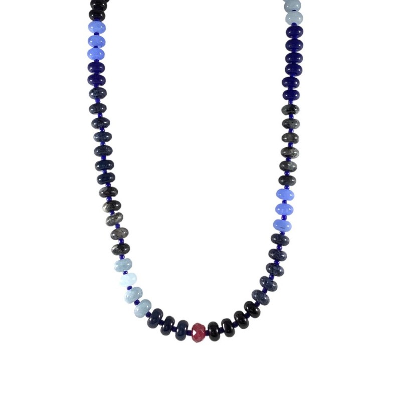 COLORFUL BEADED NECKLACE - BLUE MIX