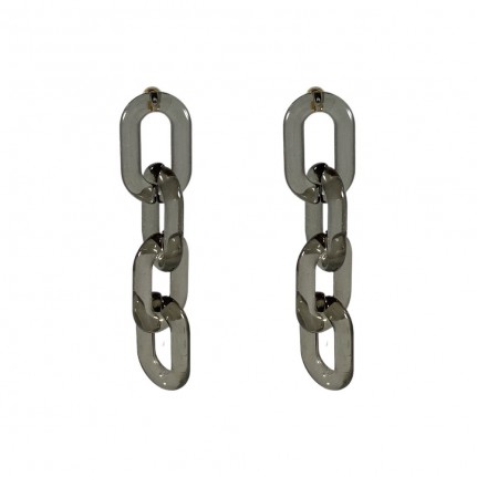 LINK PLASTIC CHAIN EARRINGS - BLACK 