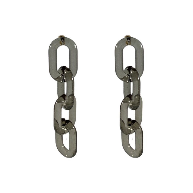 LINK PLASTIC CHAIN EARRINGS - BLACK 