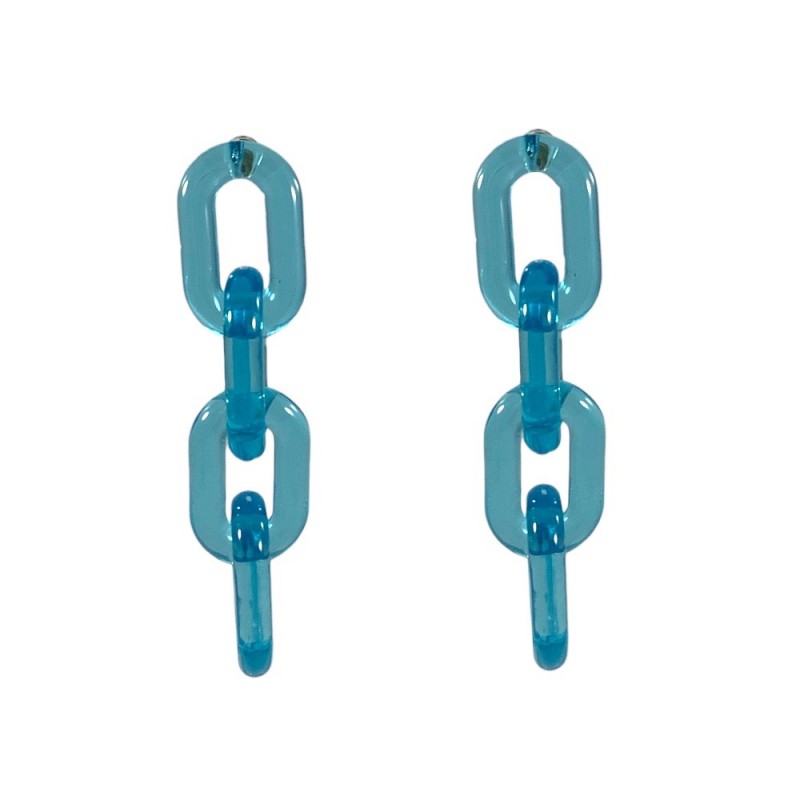 LINK PLASTIC CHAIN EARRINGS - TURQUOISE
