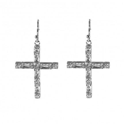 CROSS EARRINGS - SILVER