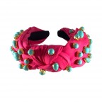 KNOTTED JEWELED HEADBAND - FUCHSIA