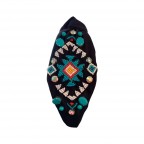 SEED BEAD AND GEMSTONE KNOT HEADBAND - BLACK 