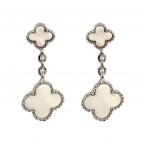 CLOVER EARRINGS - SILVER & WHITE