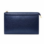 TEXTURED VEGAN LEATHER CLUTCH/CROSSBODY - METALLIC NAVY 