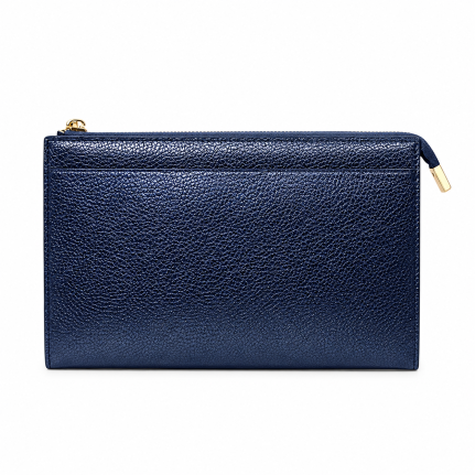 TEXTURED VEGAN LEATHER CLUTCH/CROSSBODY - METALLIC NAVY 