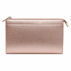 TEXTURED VEGAN LEATHER CLUTCH/CROSSBODY - METALLIC BLUSH 