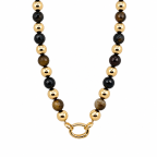BEADED CHARM NECKLACE - BROWN 