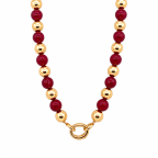 BEADED CHARM NECKLACE - BURGUNDY