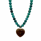 HEART RESIN NECKLACE - DARK BROWN 